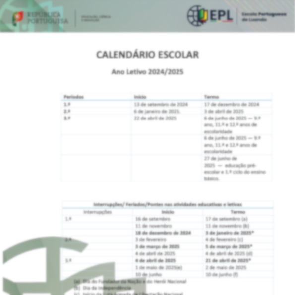 Calendário Escolar 2024-2025